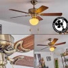 Ventilateur de plafond Apiao Brun, Brun clair, Couleur bois, Argenté, 1 lumière