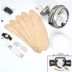 Ventilateur de plafond Morino Écru, Nickel mat, 2 lumières, Télécommandes
