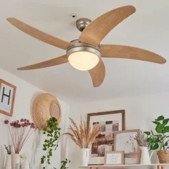 Ventilateur de plafond Morino Écru, Nickel mat, 2 lumières, Télécommandes