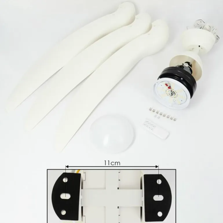 Ventilateur de plafond Malloa LED Blanc, 1 lumière, Télécommandes