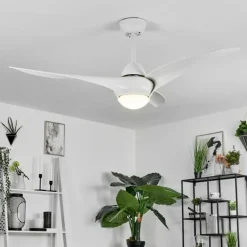 Ventilateur de plafond Malloa LED Blanc, 1 lumière, Télécommandes