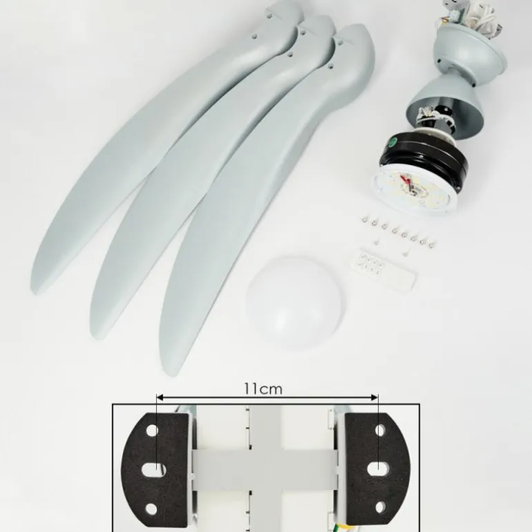 Ventilateur de plafond Malloa LED Titane, 1 lumière, Télécommandes