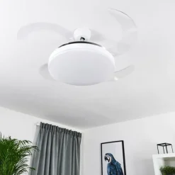 Ventilateur de plafond Bendigo LED Chrome, Transparent, Blanc, 1 lumière