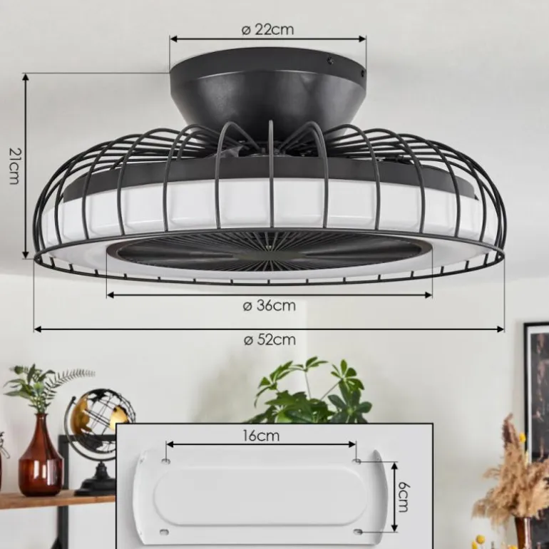 Ventilateur de plafond Burmeister LED Noir, 1 lumière, Télécommandes