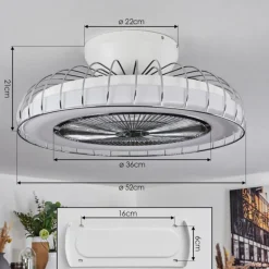 Ventilateur de plafond Burmeister LED Blanc, 1 lumière, Télécommandes