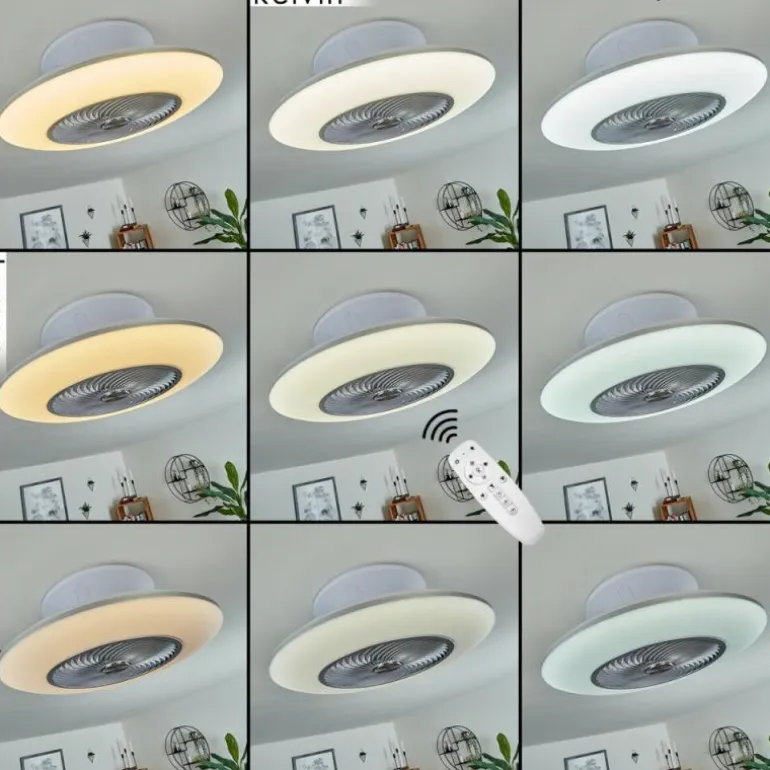 Ventilateur de plafond Chaville LED Blanc, 1 lumière, Télécommandes
