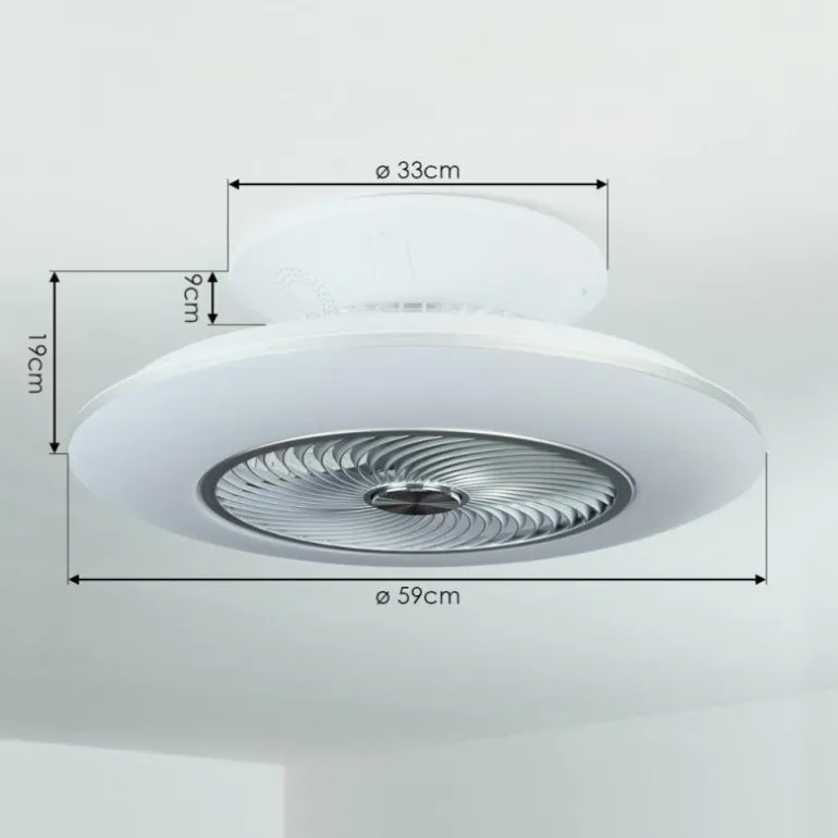 Ventilateur de plafond Chaville LED Blanc, 1 lumière, Télécommandes
