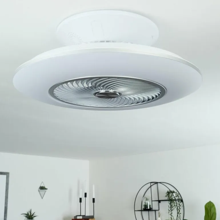 Ventilateur de plafond Chaville LED Blanc, 1 lumière, Télécommandes
