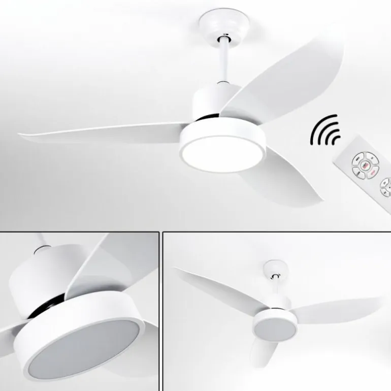 Ventilateur de plafond Doha LED Blanc, 1 lumière, Télécommandes