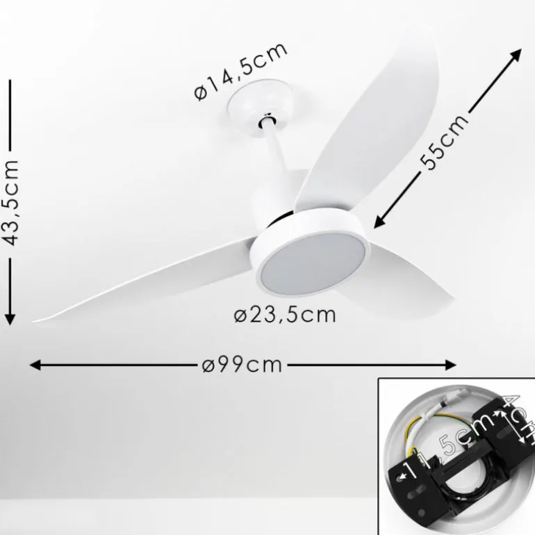 Ventilateur de plafond Doha LED Blanc, 1 lumière, Télécommandes