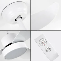 Ventilateur de plafond Doha LED Blanc, 1 lumière, Télécommandes