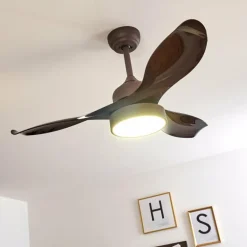 Ventilateur de plafond Doha LED Brun, 1 lumière, Télécommandes