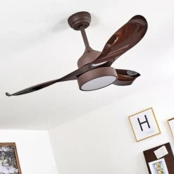 Ventilateur de plafond Doha LED Brun, 1 lumière, Télécommandes