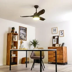 Ventilateur de plafond Doha LED Brun, 1 lumière, Télécommandes