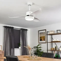 Ventilateur de plafond Doha LED Blanc, 1 lumière, Télécommandes
