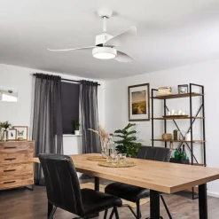 Ventilateur de plafond Doha LED Blanc, 1 lumière, Télécommandes