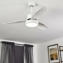 Ventilateur de plafond Doha LED Blanc, 1 lumière, Télécommandes