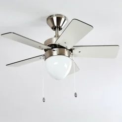Ventilateur de plafond Ellmau Chrome, Gris, Blanc, 1 lumière