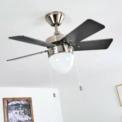 Ventilateur de plafond Ellmau Chrome, Gris, Blanc, 1 lumière