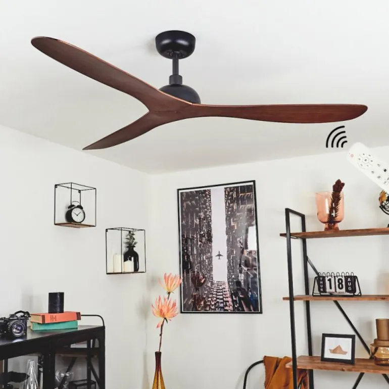 Ventilateur de plafond Follseland Brun, Couleur bois, Noir
