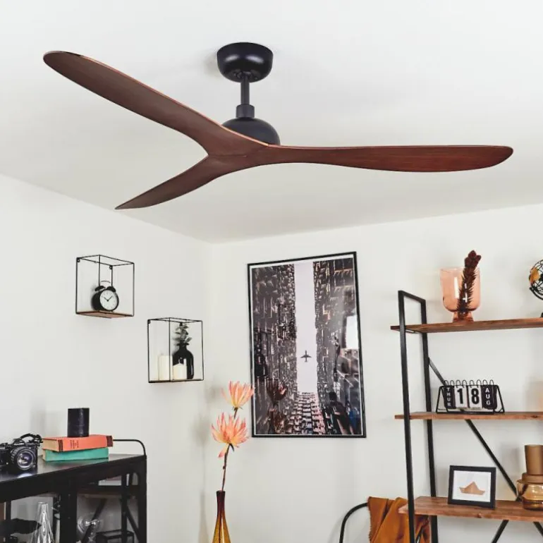 Ventilateur de plafond Follseland Brun, Couleur bois, Noir