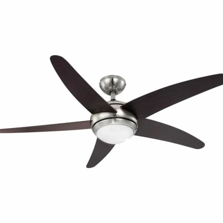 Ventilateur de plafond Globo Fabiola Bois foncé, Nickel mat, 1 lumière, Télécommandes