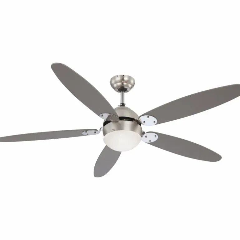 Ventilateur de plafond Globo Azura Chrome, Bois clair, Nickel mat, 1 lumière