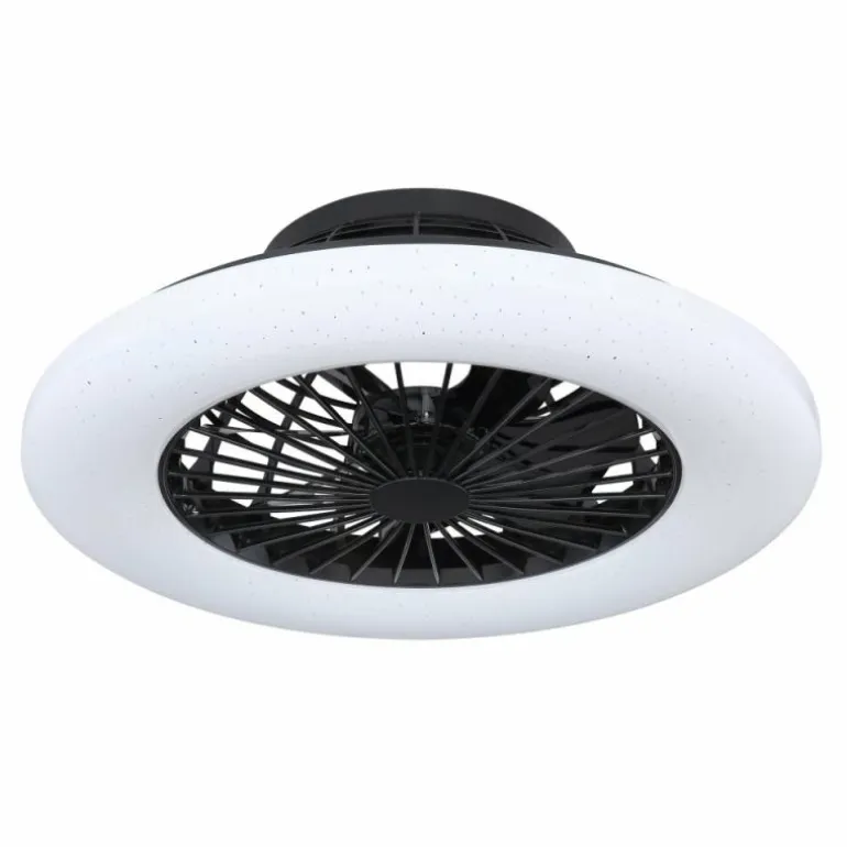 Ventilateur de plafond Globo TRAVO LED Noir, 1 lumière, Télécommandes