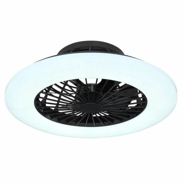 Ventilateur de plafond Globo TRAVO LED Noir, 1 lumière, Télécommandes