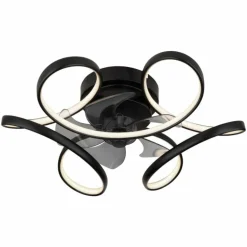 Ventilateur de plafond Globo LORIS LED Noir, 1 lumière, Télécommandes