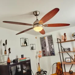 Ventilateur de plafond Gyllan Nickel mat, 1 lumière