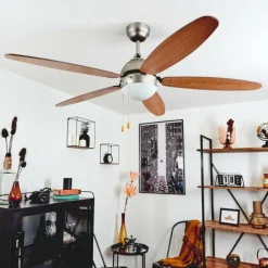 Ventilateur de plafond Gyllan Nickel mat, 1 lumière