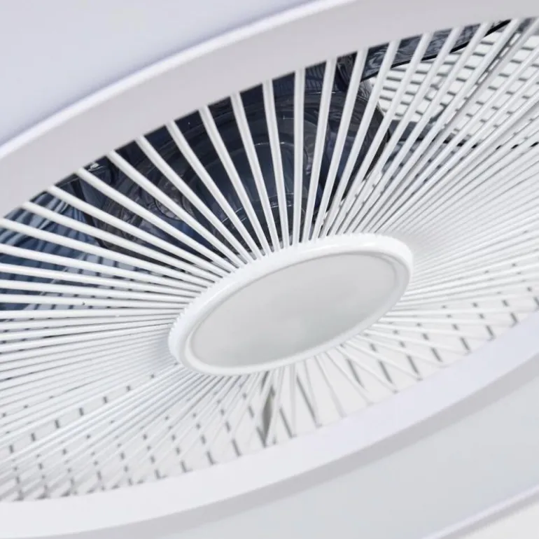 Ventilateur de plafond Marmorta LED Blanc, 1 lumière, Télécommandes
