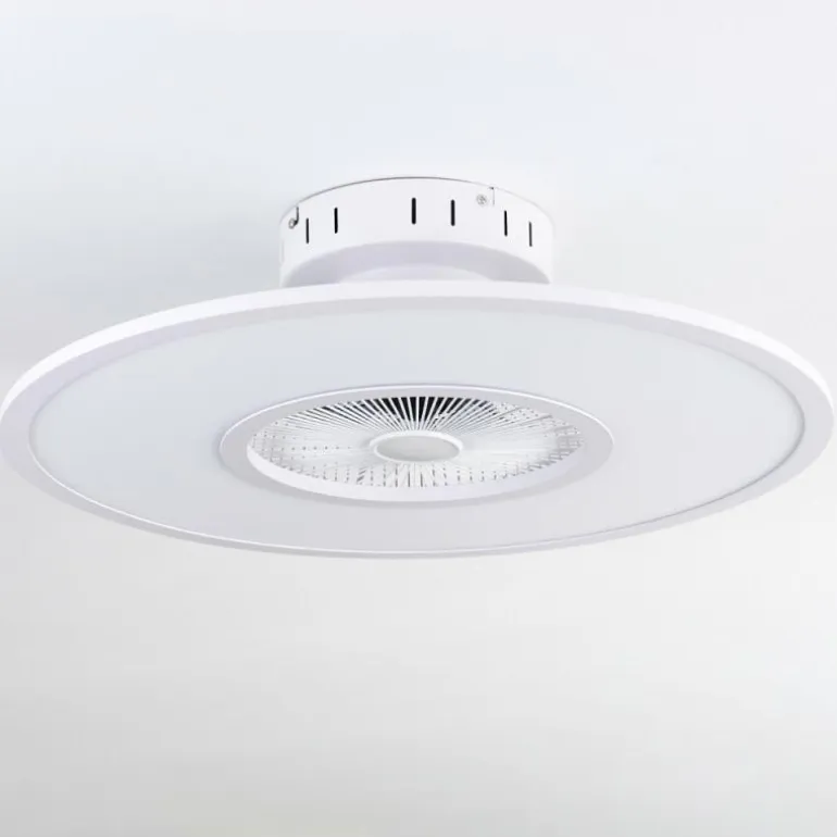 Ventilateur de plafond Marmorta LED Blanc, 1 lumière, Télécommandes