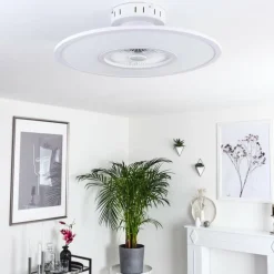 Ventilateur de plafond Marmorta LED Blanc, 1 lumière, Télécommandes