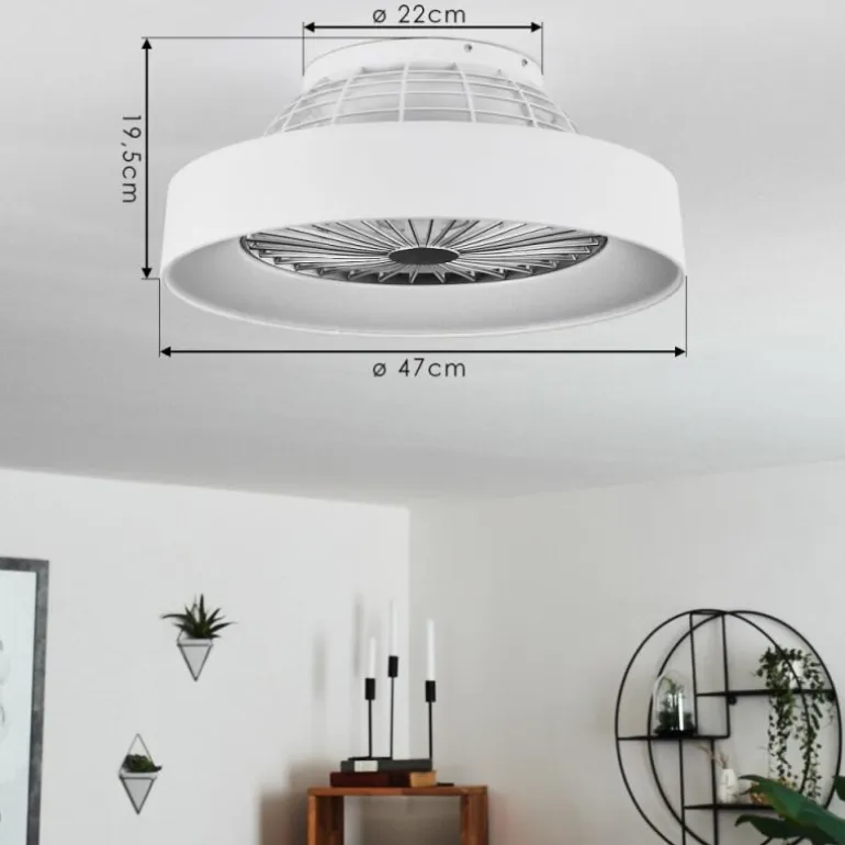 Ventilateur de plafond Moli LED Blanc, 1 lumière, Télécommandes