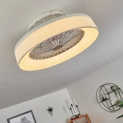 Ventilateur de plafond Moli LED Blanc, 1 lumière, Télécommandes