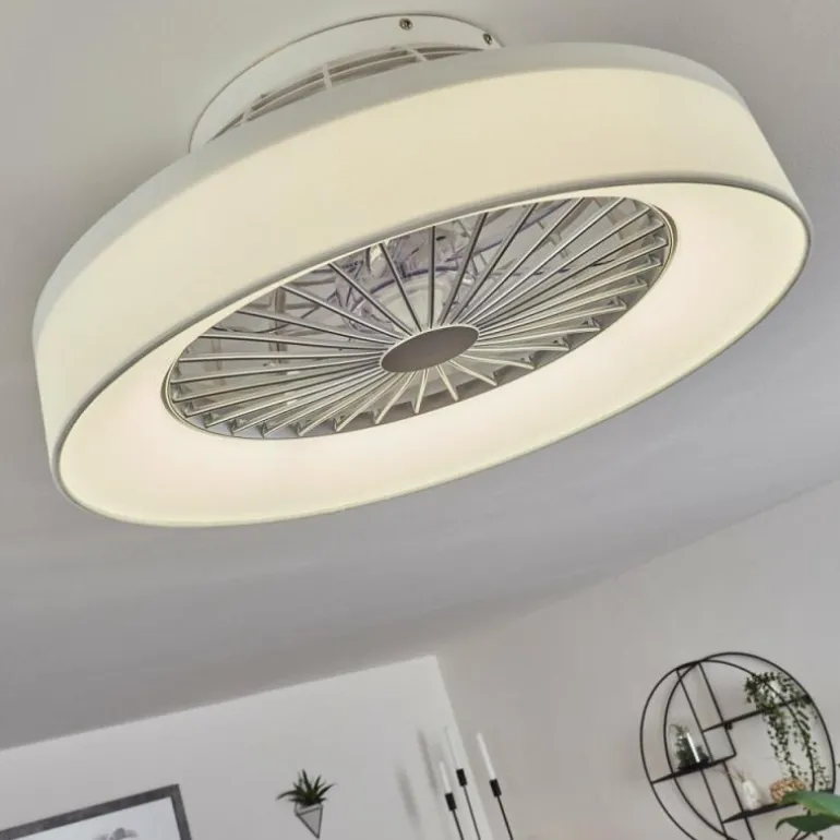 Ventilateur de plafond Moli LED Blanc, 1 lumière, Télécommandes