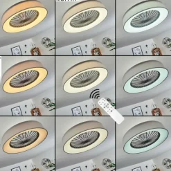 Ventilateur de plafond Moli LED Gris, Blanc, 1 lumière, Télécommandes