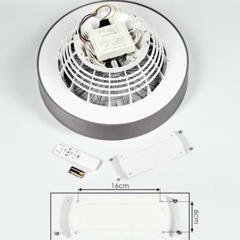 Ventilateur de plafond Moli LED Gris, Blanc, 1 lumière, Télécommandes