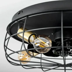 Ventilateur de plafond Moscavide Laiton, Noir, 4 lumières, Télécommandes