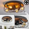 Ventilateur de plafond Moscavide Brun, Couleur bois, Noir, 4 lumières, Télécommandes