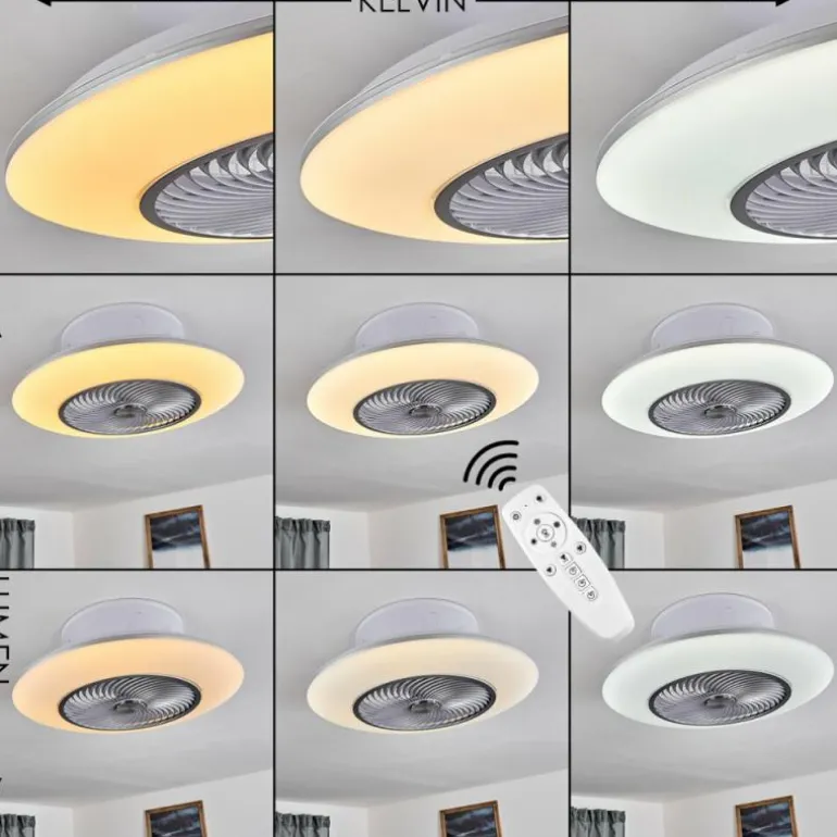 Ventilateur de plafond Nagoya LED Blanc, 1 lumière, Télécommandes