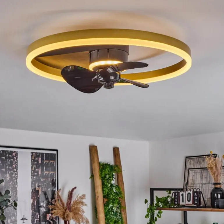 Ventilateur de plafond Oleiro LED Or, Noir, Blanc, 1 lumière, Télécommandes