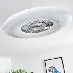 Ventilateur de plafond Petrovac LED Chrome, Blanc, 1 lumière, Télécommandes