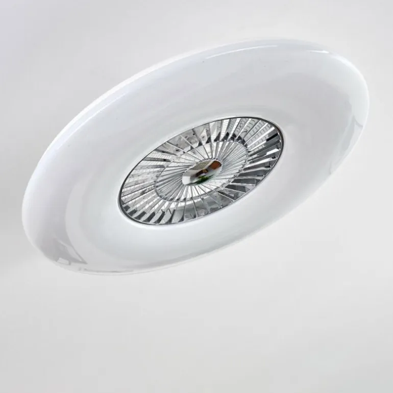Ventilateur de plafond Petrovac LED Chrome, Blanc, 1 lumière, Télécommandes