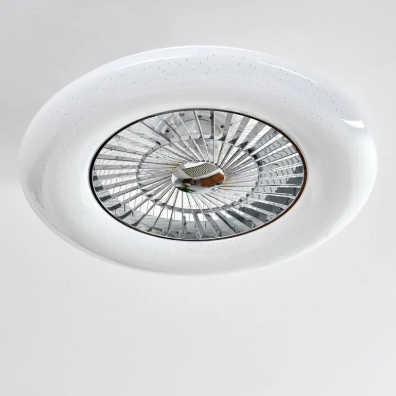 Ventilateur de plafond Petrovac LED Chrome, Blanc, 1 lumière, Télécommandes