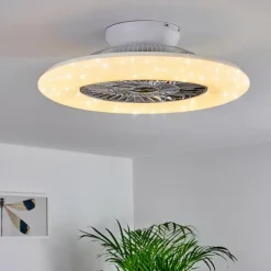 Ventilateur de plafond Petrovac LED Chrome, Blanc, 1 lumière, Télécommandes