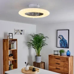 Ventilateur de plafond Petrovac LED Chrome, Blanc, 1 lumière, Télécommandes