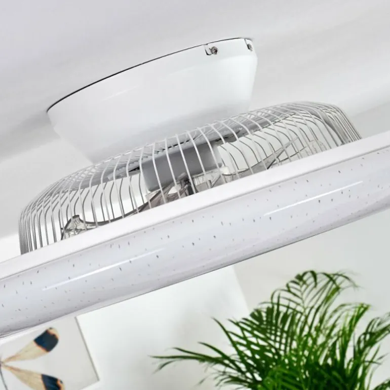 Ventilateur de plafond Petrovac LED Chrome, Blanc, 1 lumière, Télécommandes